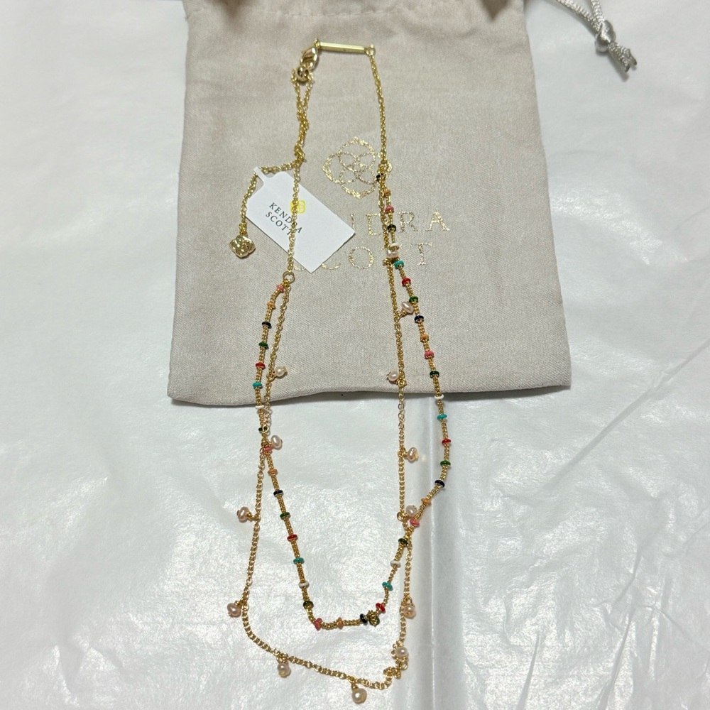 NWT Kendra Scott Eve Gold Multi Strand Necklace in Multi Mix - Picture 3 of 7